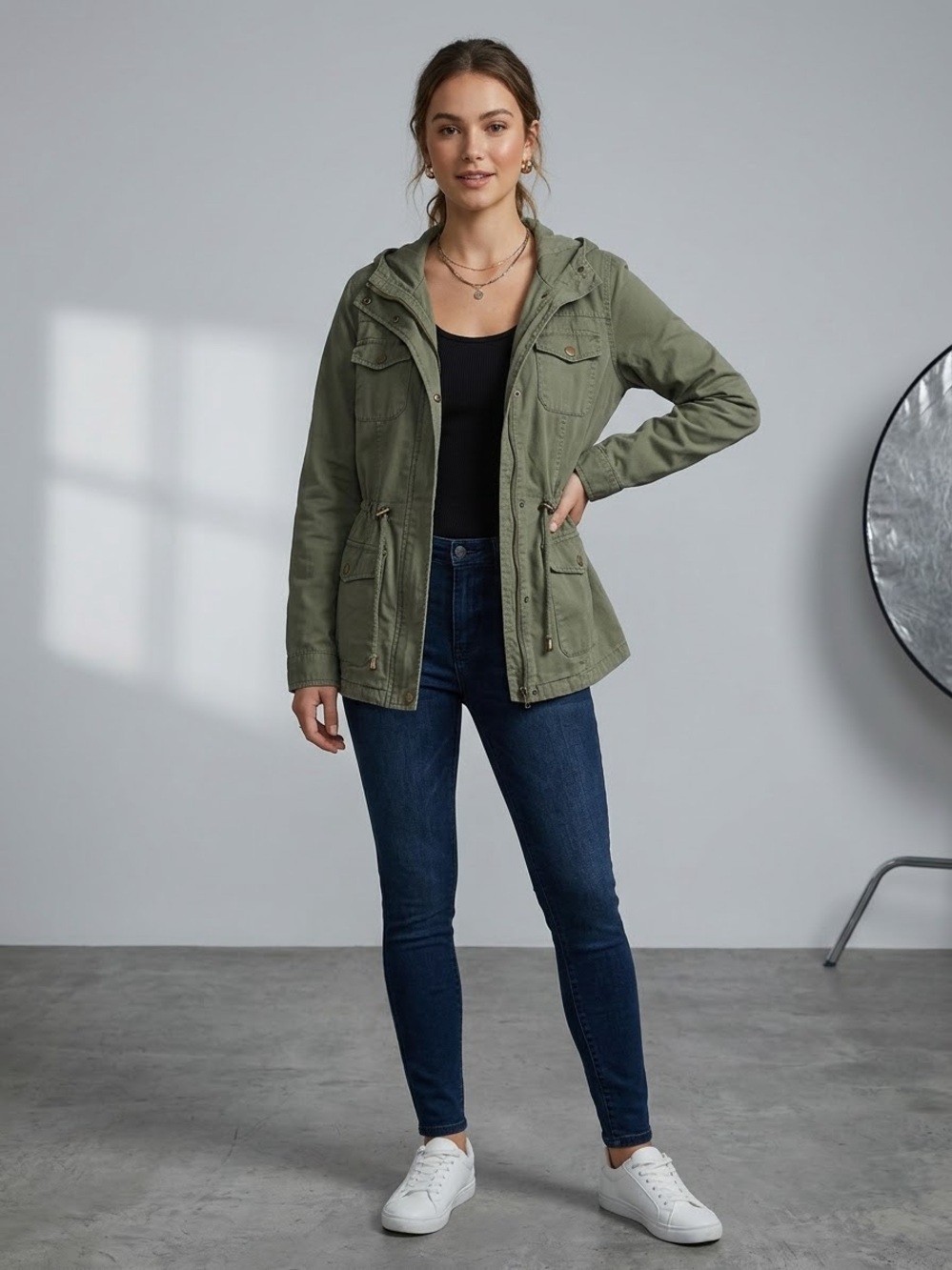 New Look Olive Green Utility Jacket with Hood